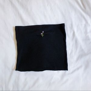 black embroidered tube top